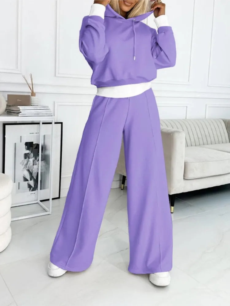 Completo Donna Felpa con Cappuccio e Pantaloni Jogger Morbido Elegante