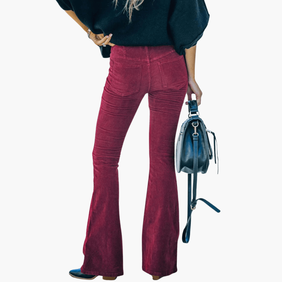 Pantaloni Lunghi Donna Eleganti in Velluto Corduroy