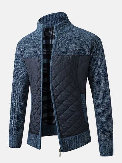 Cardigan Uomo Maglia Motivo Quadri Chiusura Frontale