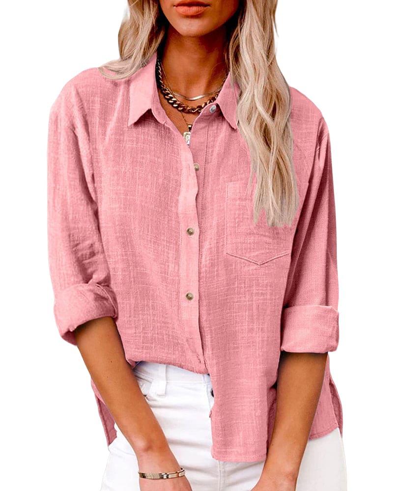 Camicia Donna Manica Lunga Stile Casual