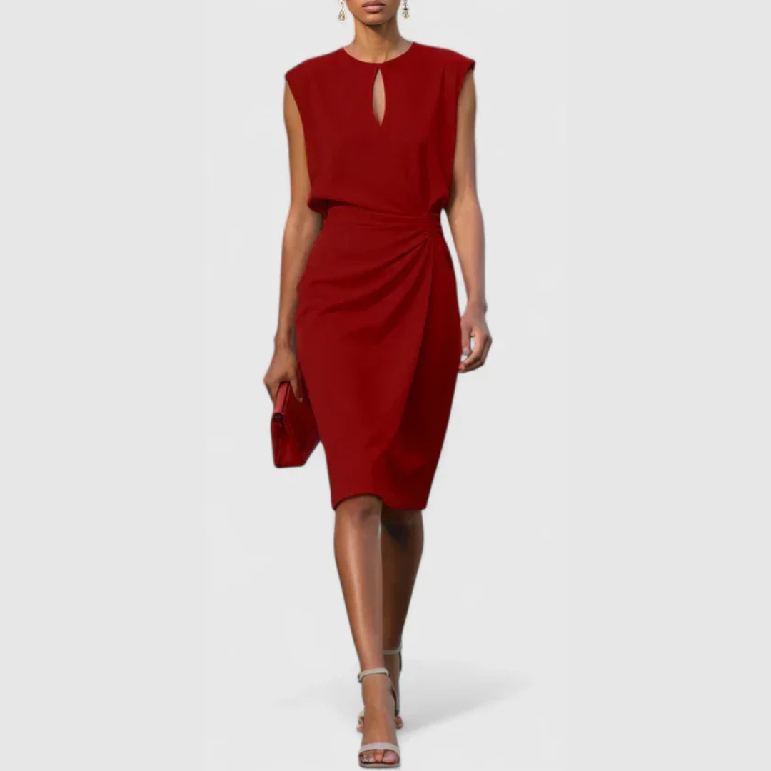 Abito Midi Donna Smanicato con Arricciature