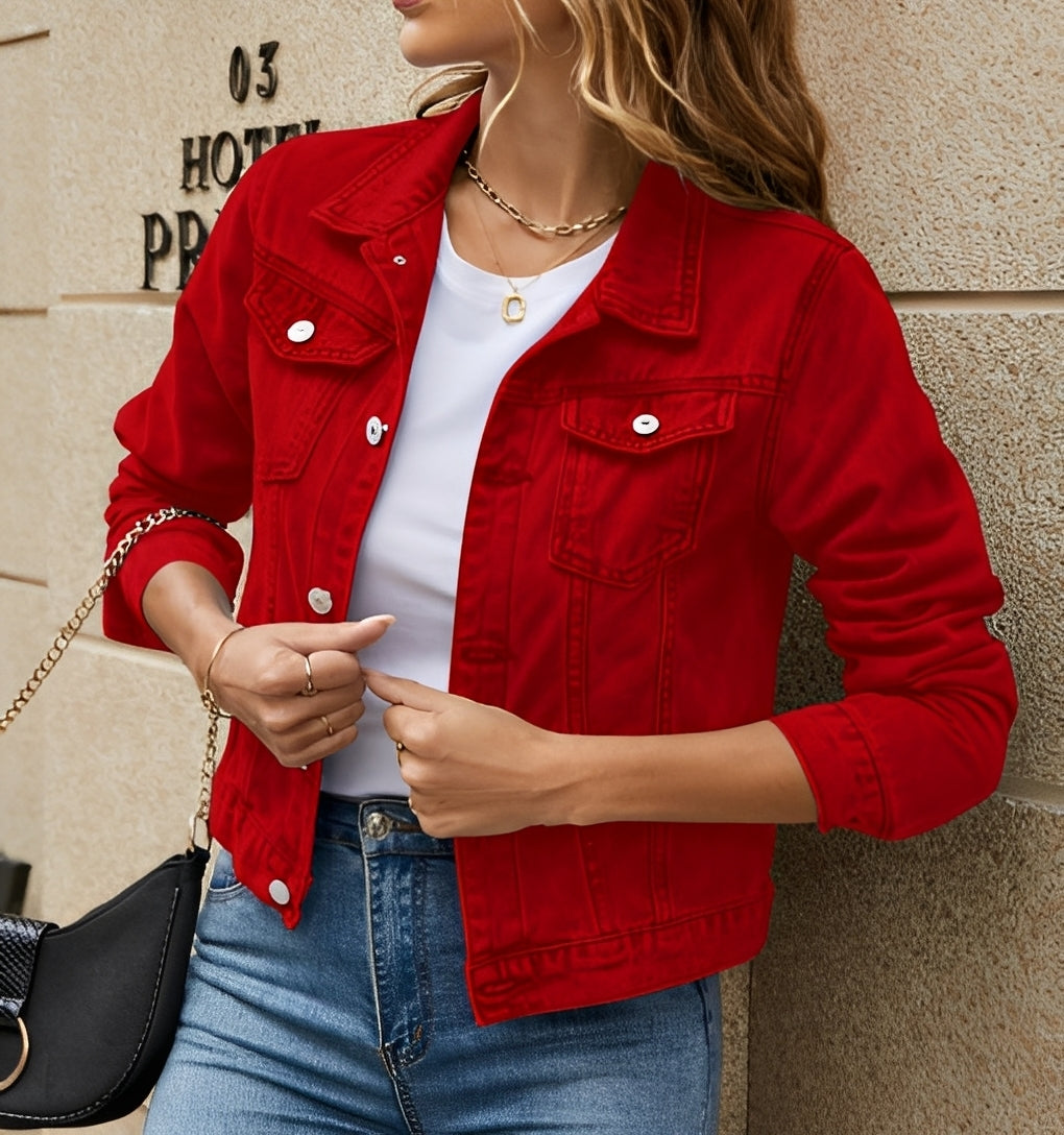 Giacca Jeans Donna con Colletto Rever Moderno