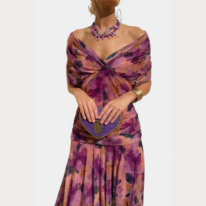 Abito Elegante Donna Scollo Bardot Vestibilità Classica
