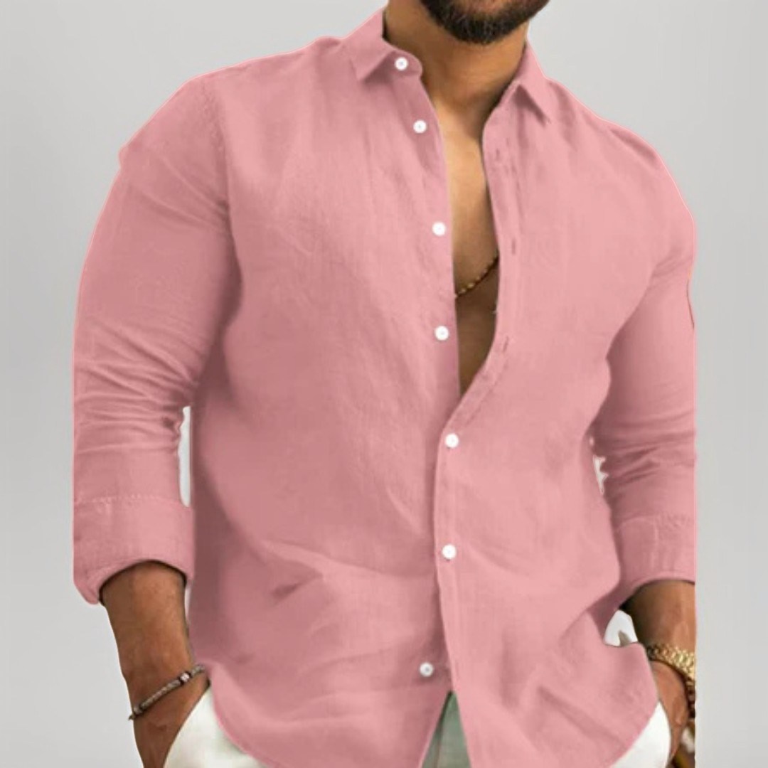 Camicia Uomo Elegante Manica Lunga Slim Fit