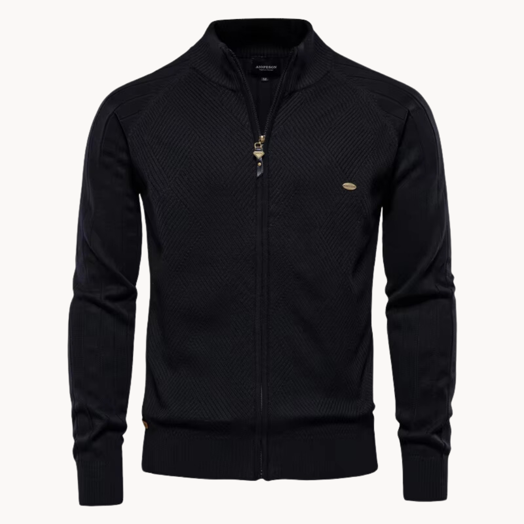 Felpa Uomo con Zip Design Strutturato e Collo Alto