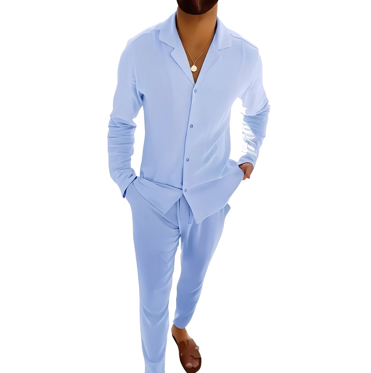 Completo Uomo Polo Manica Lunga e Pantaloni Regular Fit