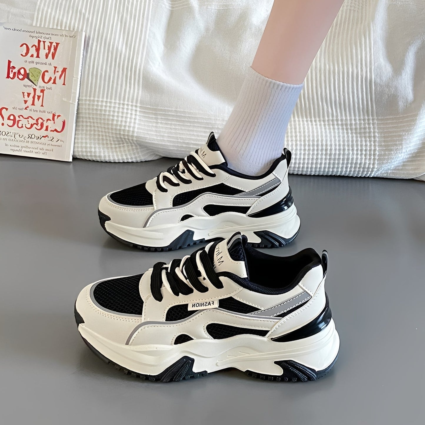 Sneakers Donna Mesh Tacco Alto Stile Casual