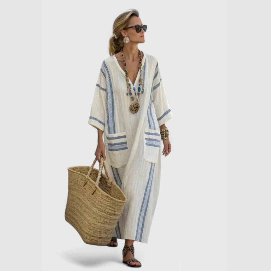 Abito Maxi Donna Scollo a V Vestibilità Larga