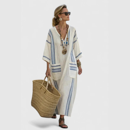 Abito Maxi Donna Scollo a V Vestibilità Larga