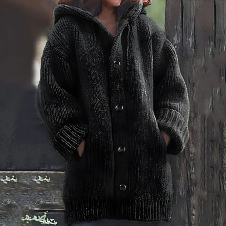 Cardigan Donna in Maglia con Cappuccio