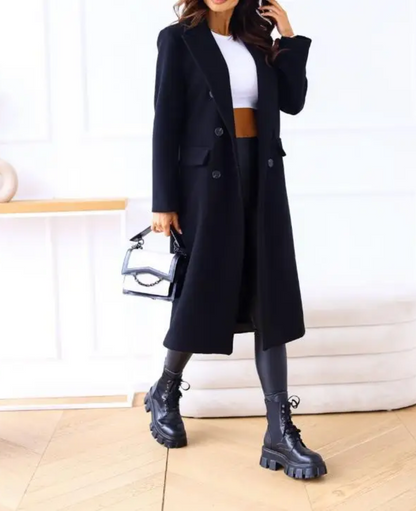 Trenchcoat Donna Elegante in Tessuto Sagomato Manica Lunga