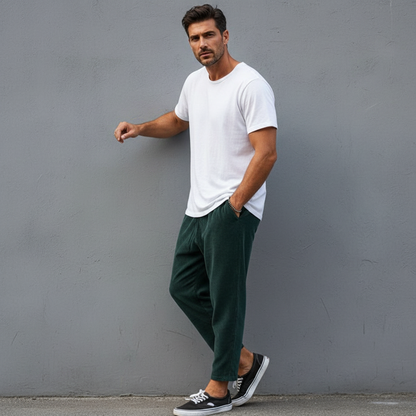 Pantaloni Uomo con Elastico Vita Lunghezza Caviglia