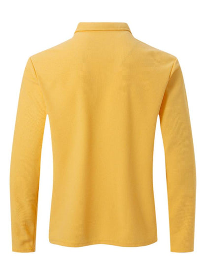 Maglia Uomo in Tessuto Waffle Manica Lunga Scollo a V