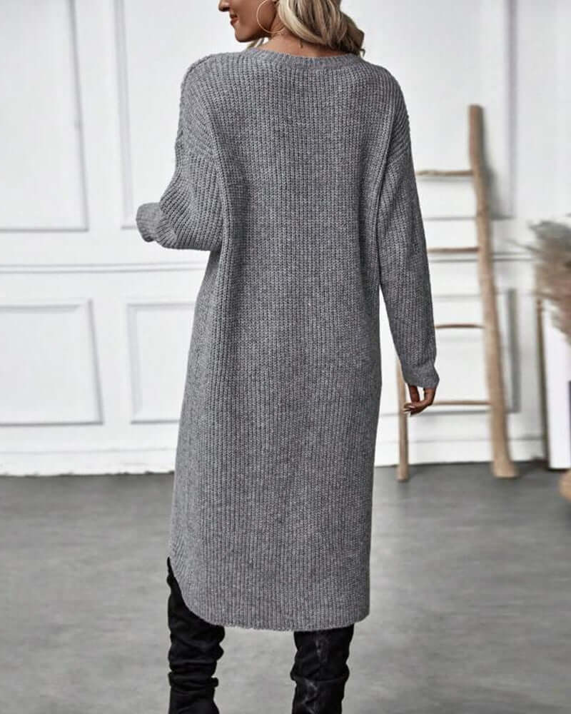 Abito Maglione Donna in Maglia Patchwork Manica Lunga