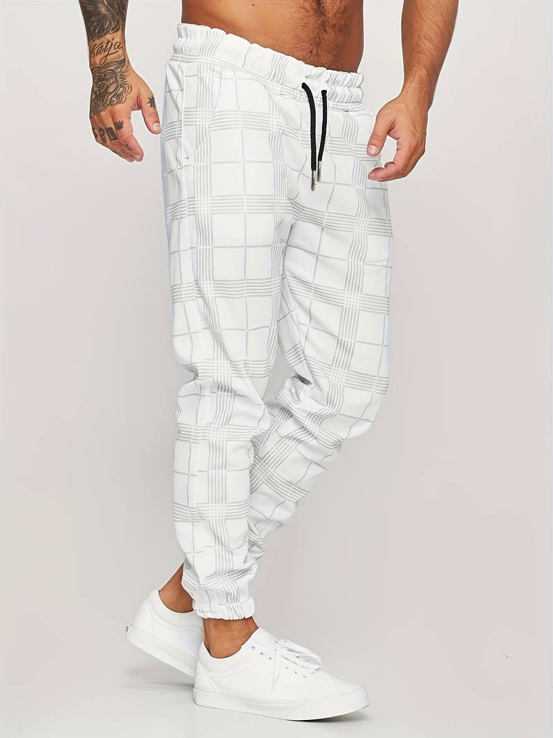 Pantaloni Jogging Uomo con Motivo a Quadri Comfort