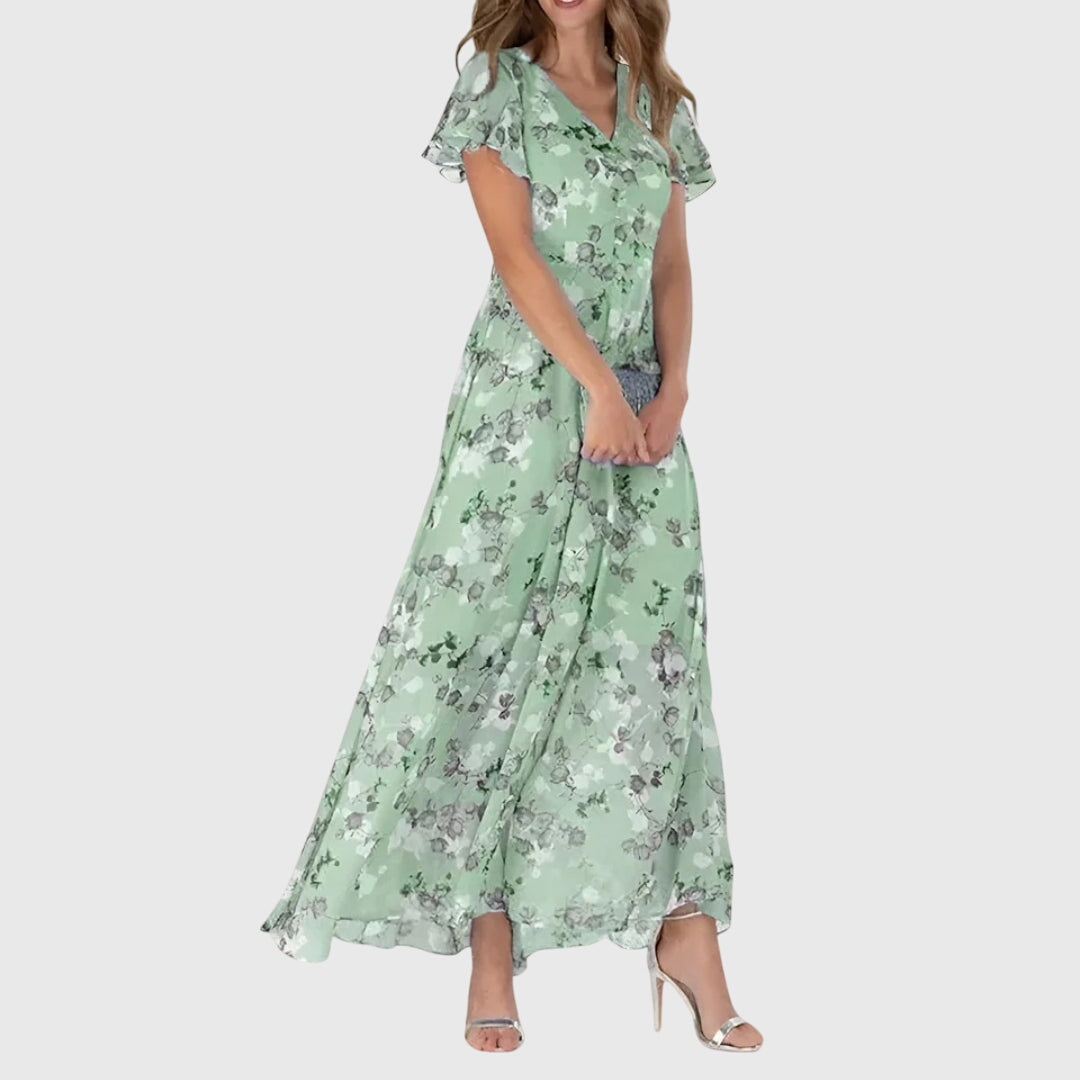 Abito Maxi Donna Scollo a V Fantasia Floreale