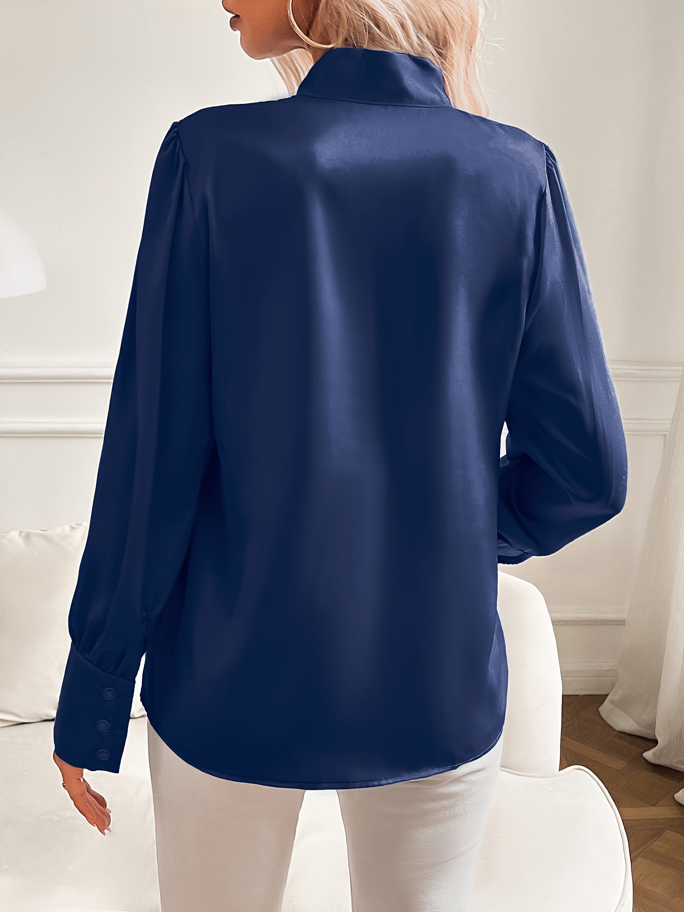 Blusa Donna Strutturata Collo con Fiocco