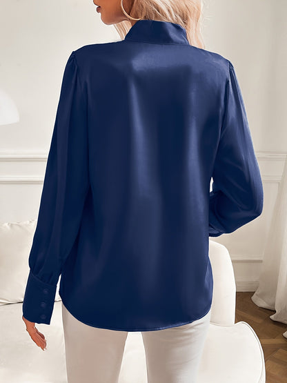 Blusa Donna Strutturata Collo con Fiocco