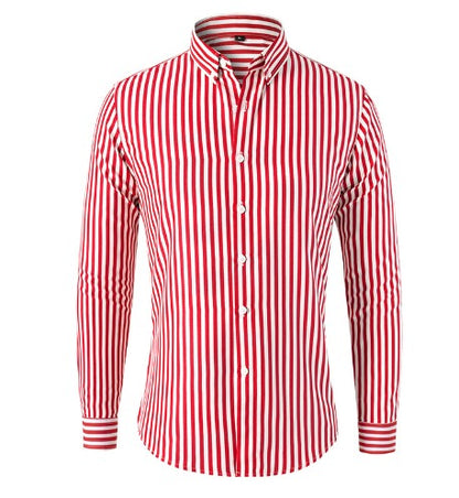 Camicia Uomo Manica Lunga Rigata Stile Casual