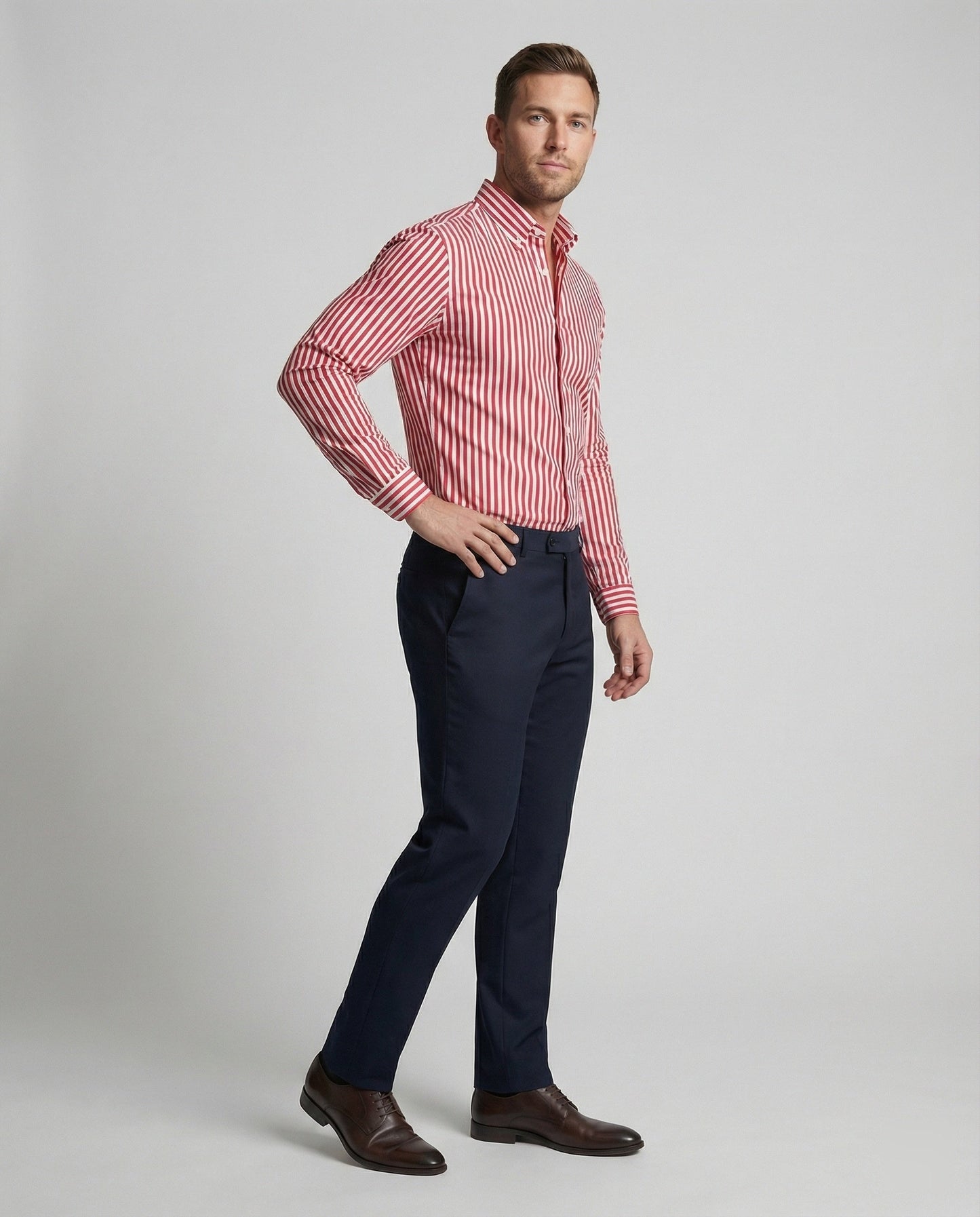Camicia Uomo Rigata Elegante Slim Fit