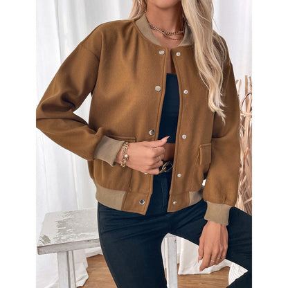Giacca Bomber Donna con Bottoni a Pressione