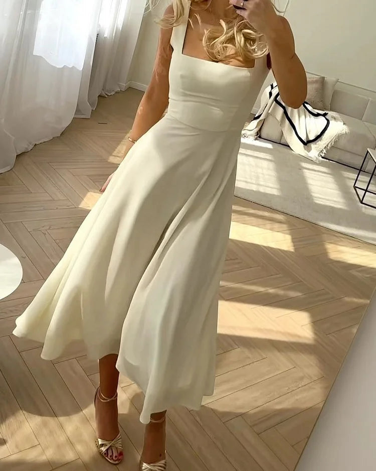 Abito Midi Donna con Spalline Sottili