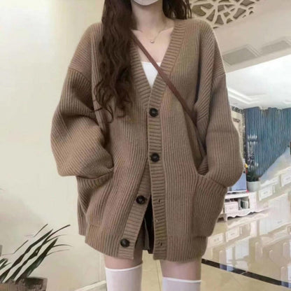 Cardigan Donna in Maglia con Bottoni Manica Lunga
