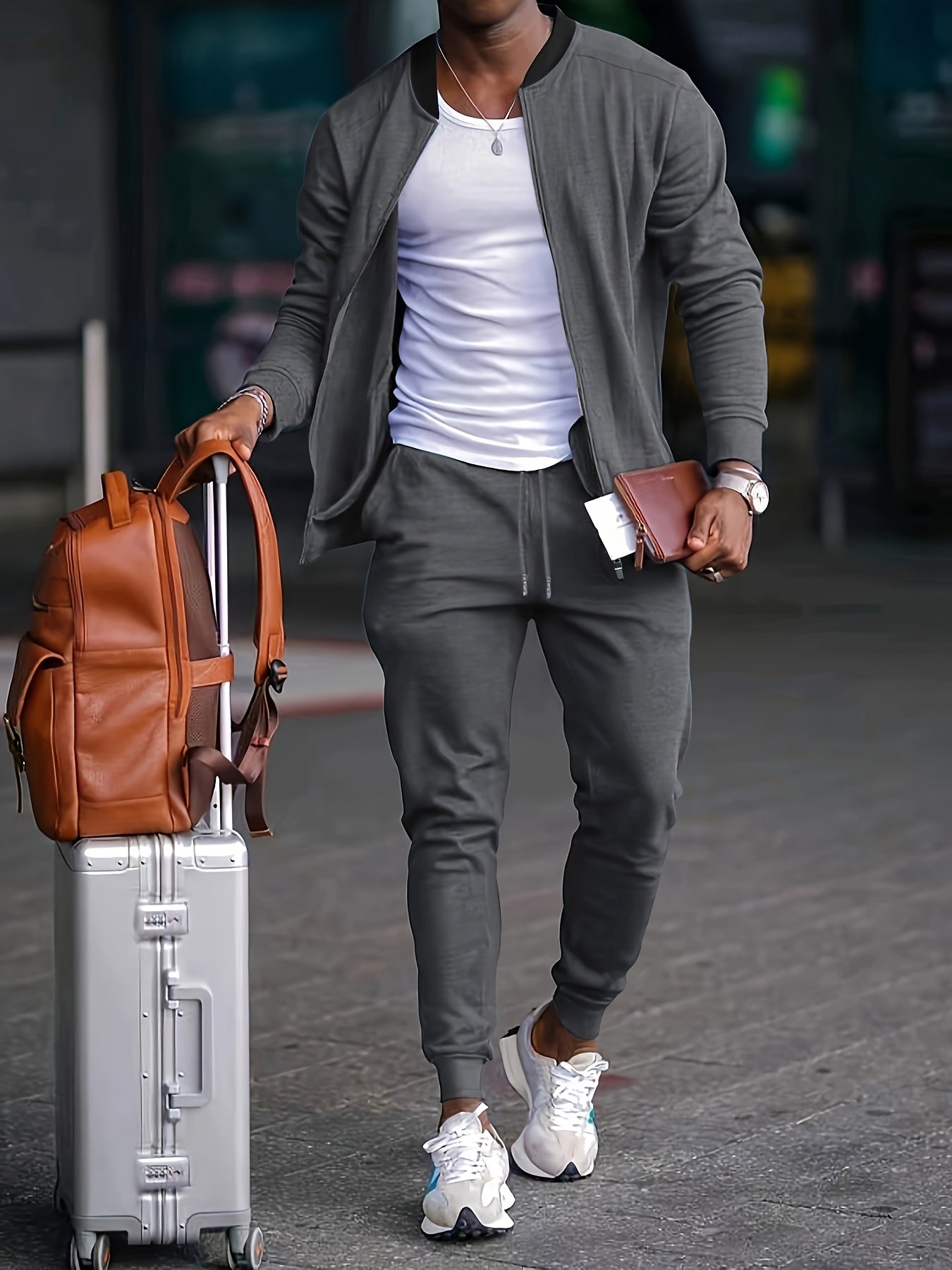 Tuta Uomo in Velluto con Giacca con Zip Comfortabile