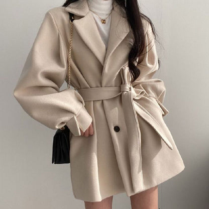 Cappotto Donna con Cintura e Maniche Lunghe Classico
