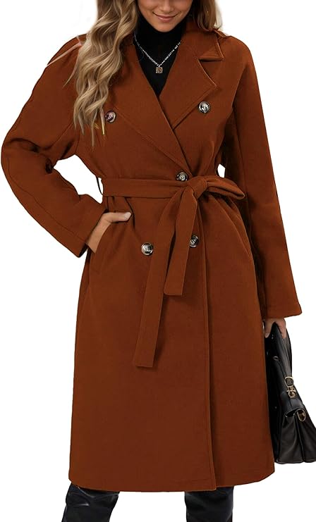 Trenchcoat Donna Classico Doppio Bottone Caldo Autunno Inverno