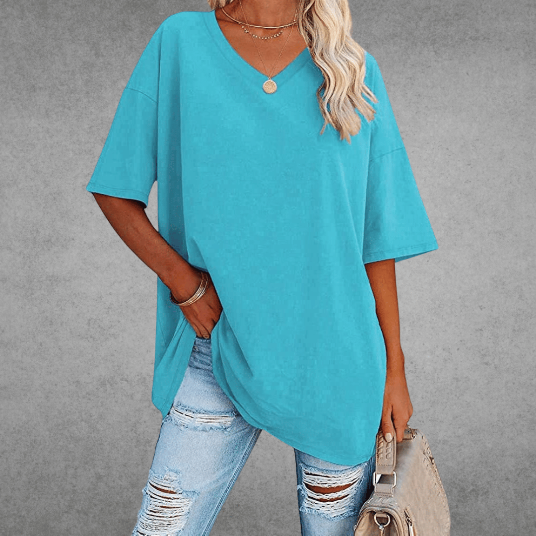 T-shirt Donna Scollo a V Taglio Oversize