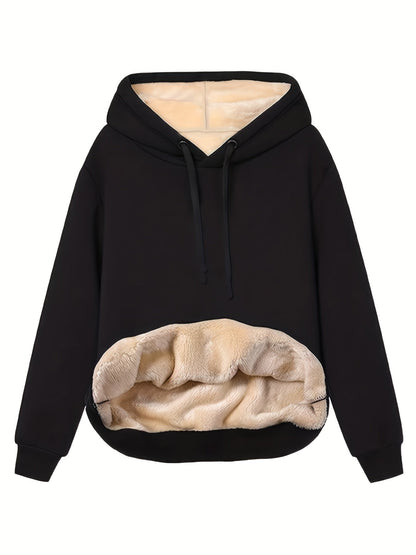 Felpa Donna con Cappuccio in Pile Comoda Casual