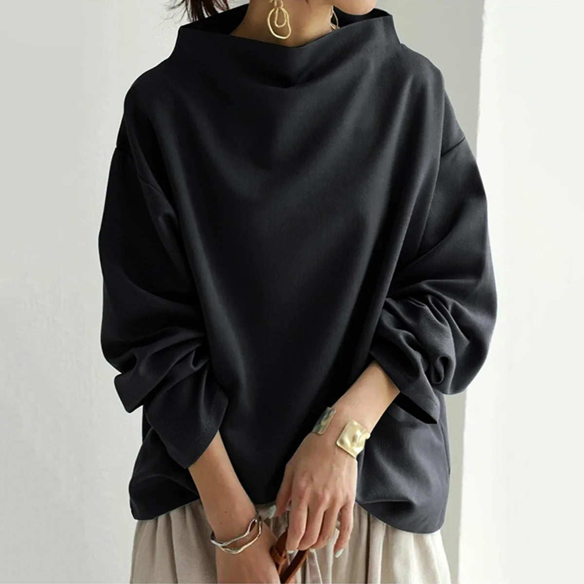 Maglione Donna in Cotone Collo Alto Casual Primavera - Brentozzi