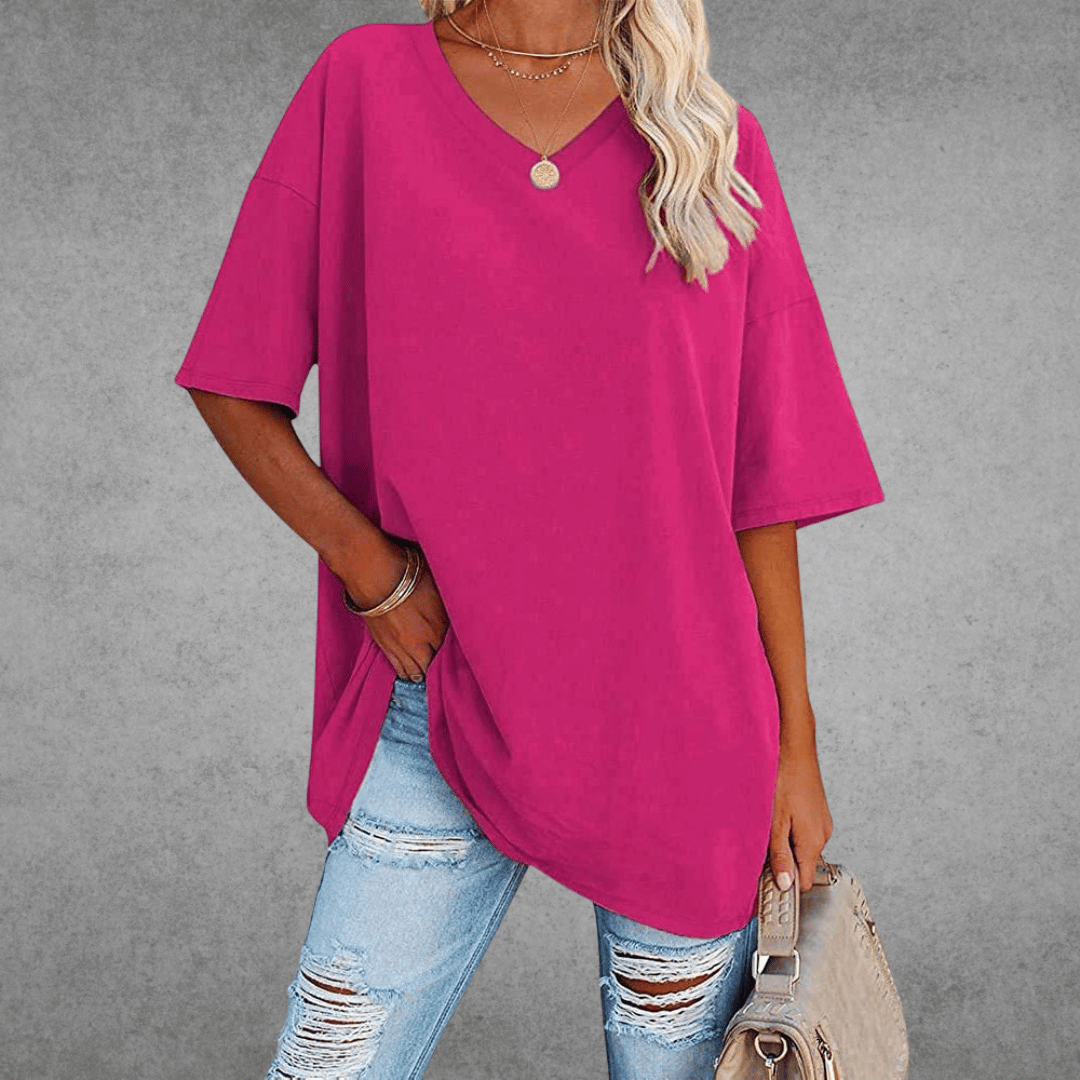 T-shirt Donna Scollo a V Taglio Oversize