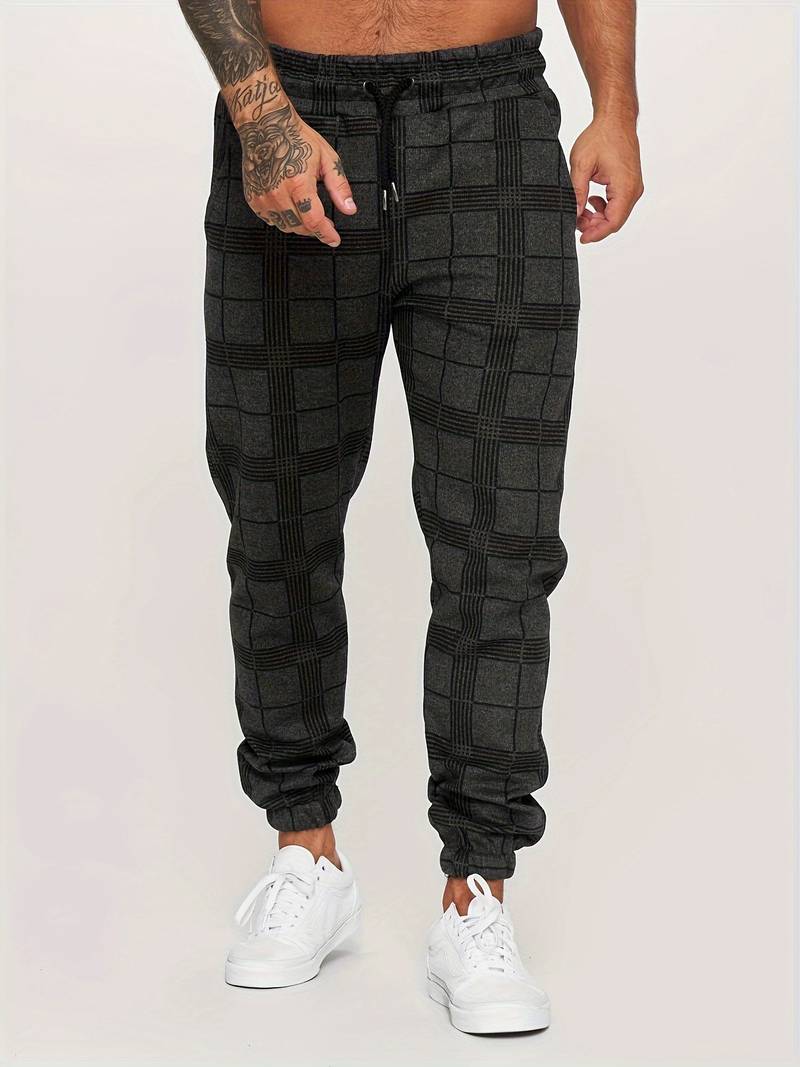 Pantaloni Jogging Uomo con Motivo a Quadri Comfort