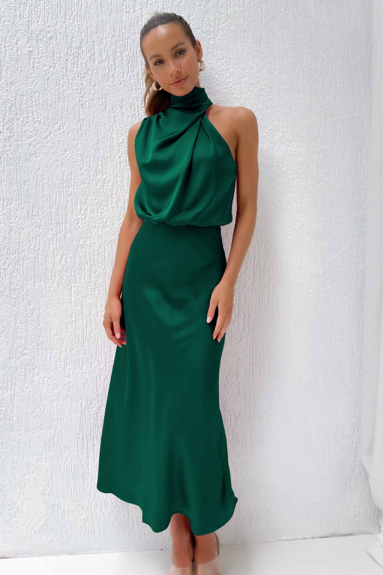 Abito Donna Scollo Halter Taglio A-Linea