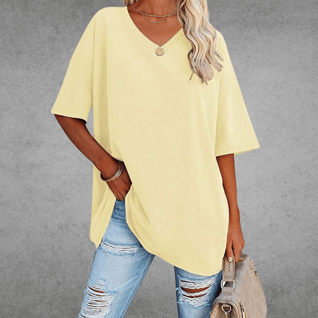 T-shirt Donna Scollo a V Taglio Oversize