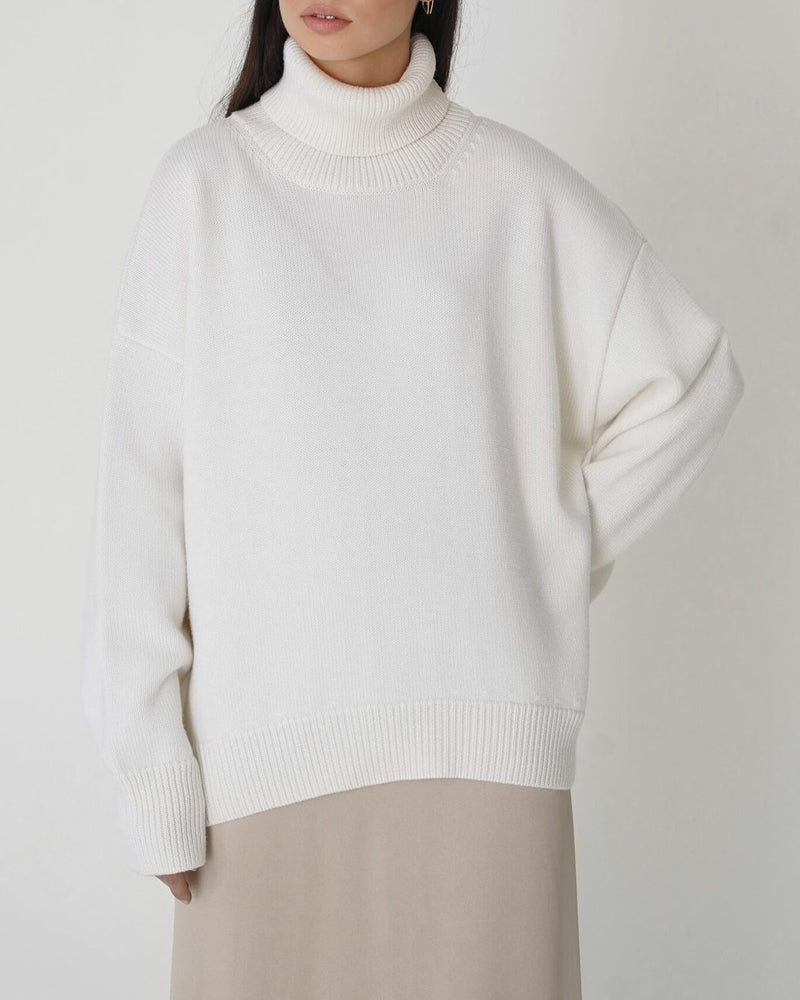 Maglione Oversize Donna Cotone Collo Alto Casual