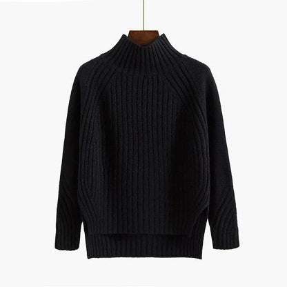 Maglione Donna a Costine Collo Alto Caldo Autunnale Invernale