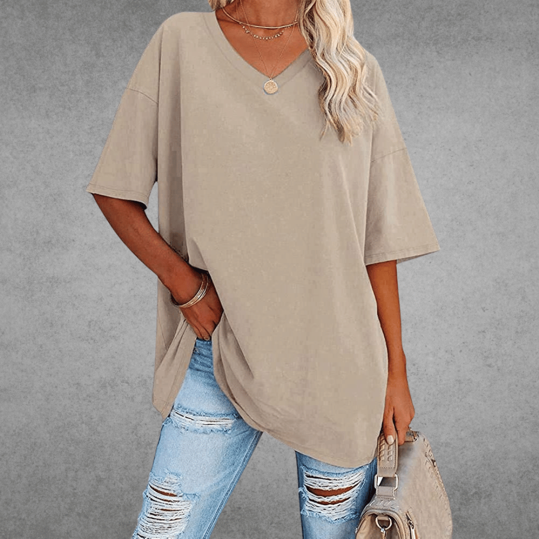 T-shirt Donna Scollo a V Taglio Oversize