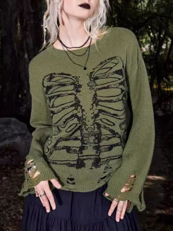 Maglione Uomo Manica Lunga Stile Scheletro Strappi - Brentozzi