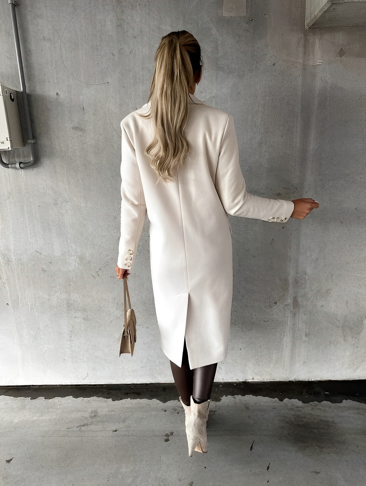 Cappotto Donna Doppio Petto Tessuto Classico Elegante