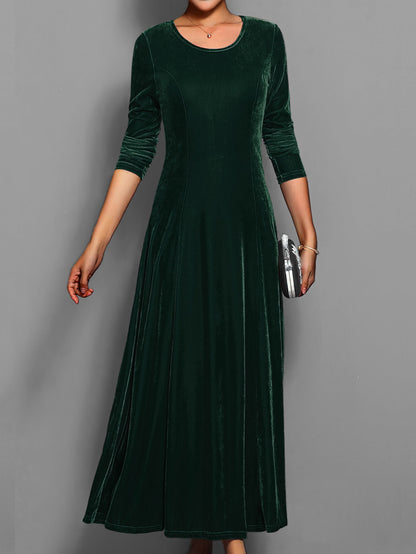 Abito Midi Donna Manica Lunga Stile Elegante Autunnale