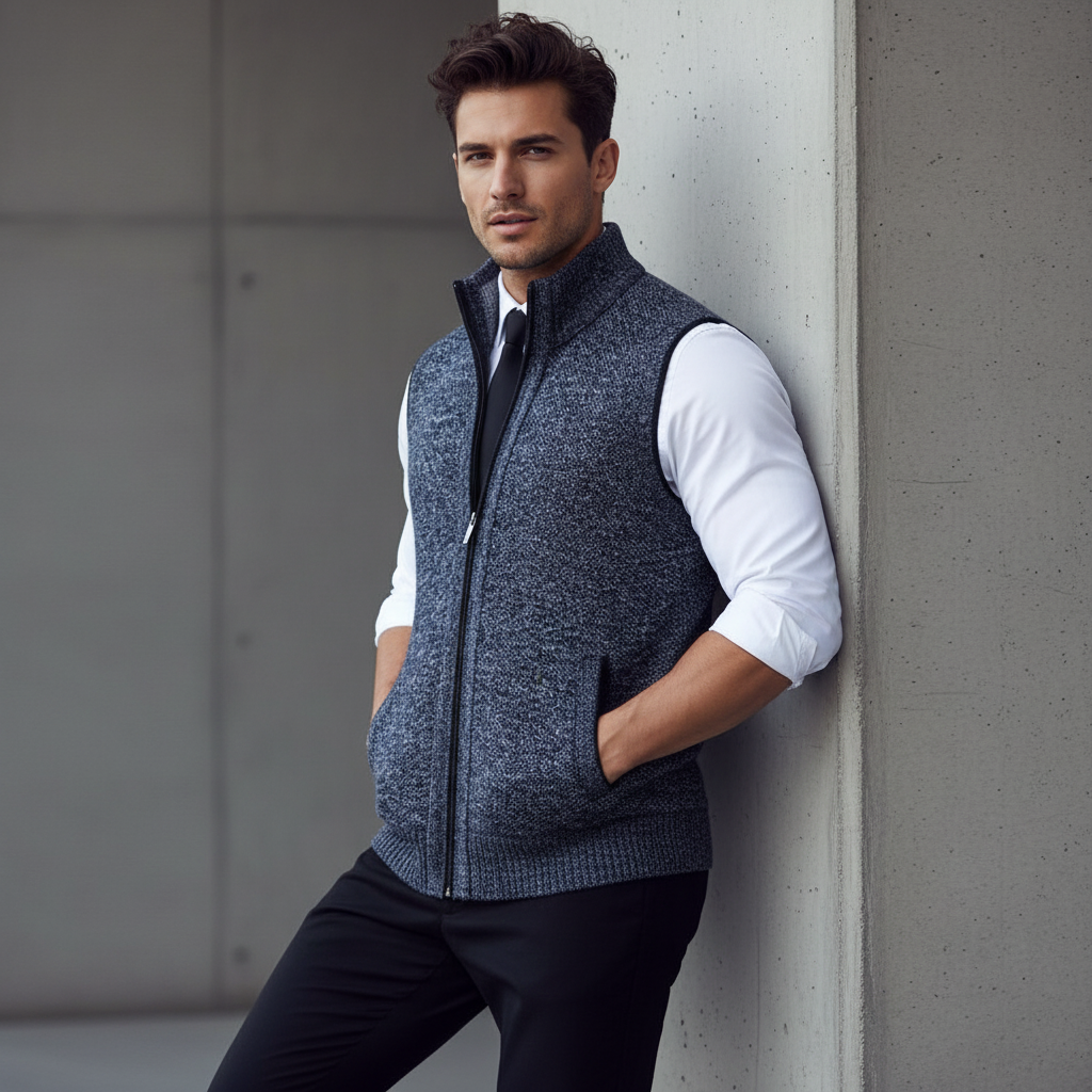 Gilet Uomo Maglia Strutturata Senza Maniche - Brentozzi