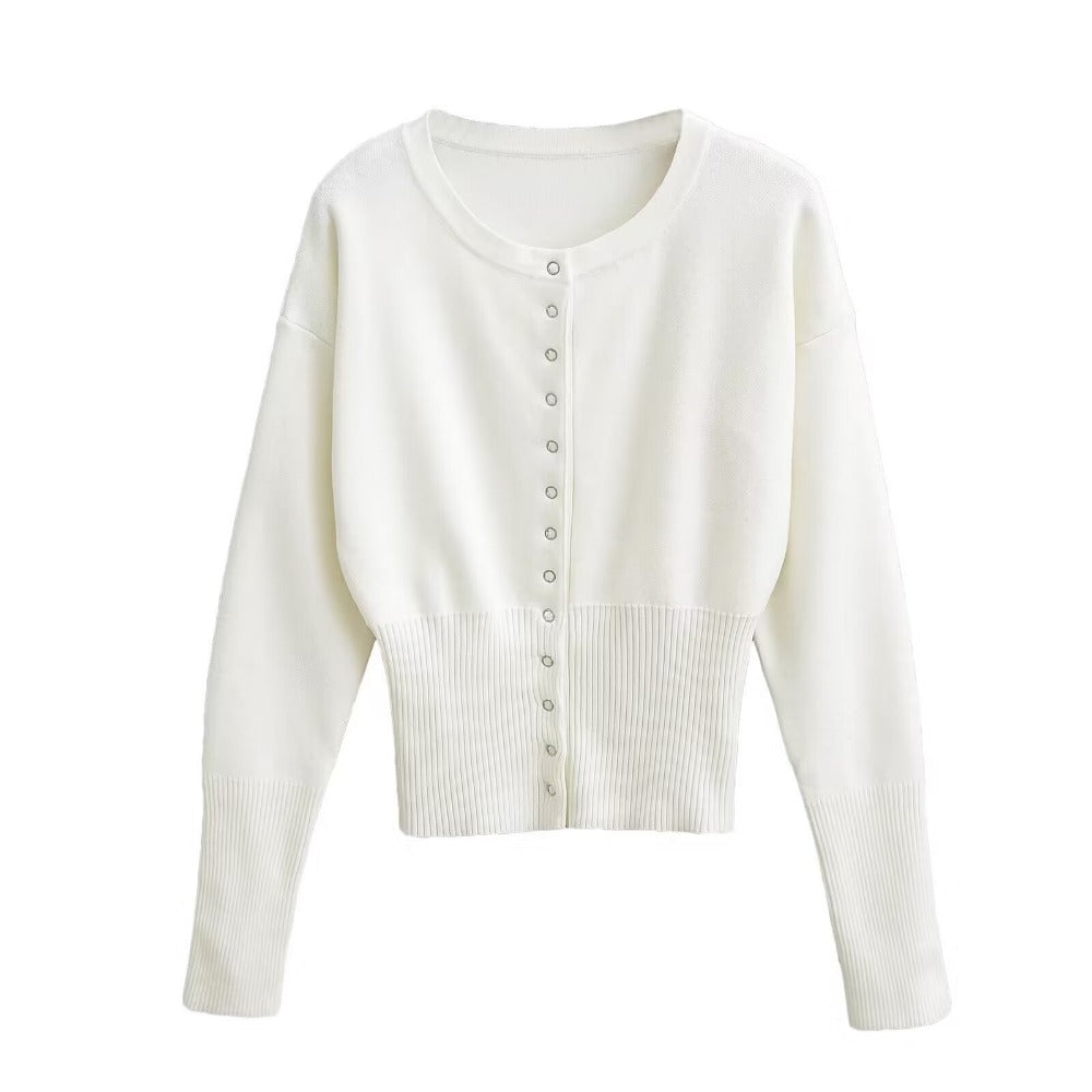 Cardigan Donna con Bottoni e Maniche Lunghe in Maglia