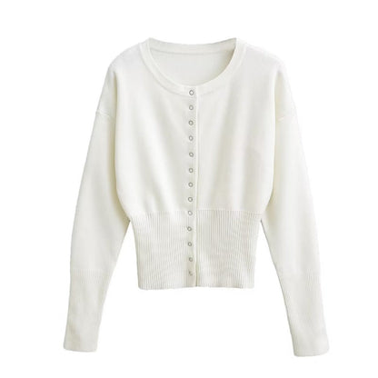 Cardigan Donna con Bottoni e Maniche Lunghe in Maglia