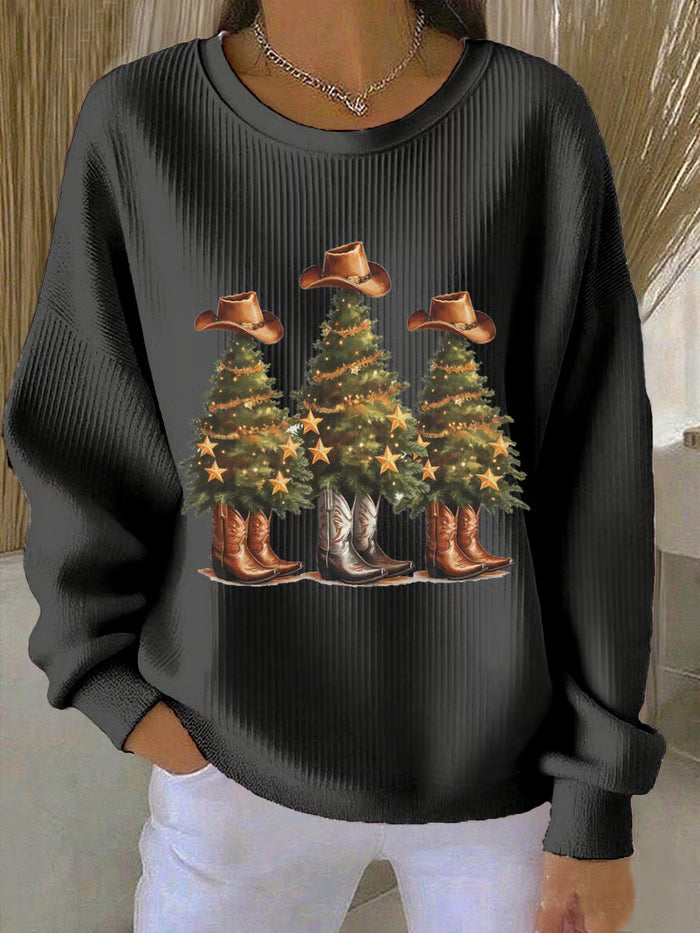 Maglione Donna con Alberi di Natale Western
