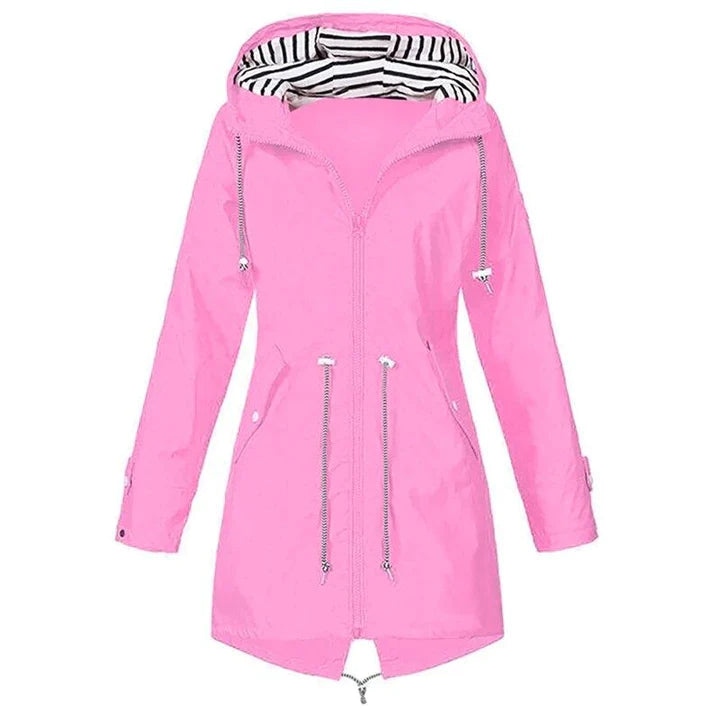 Giacca Antipioggia Donna con Cappuccio Impermeabile Outdoor
