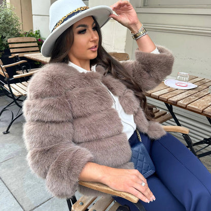 Giacca Invernale Donna in Ecopelliccia Elegante