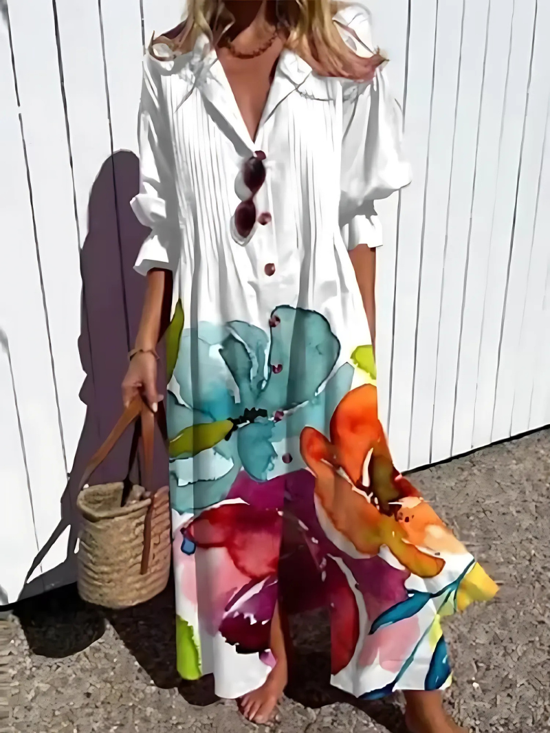 Abito Maxi Donna Estivo Camicia Leggero